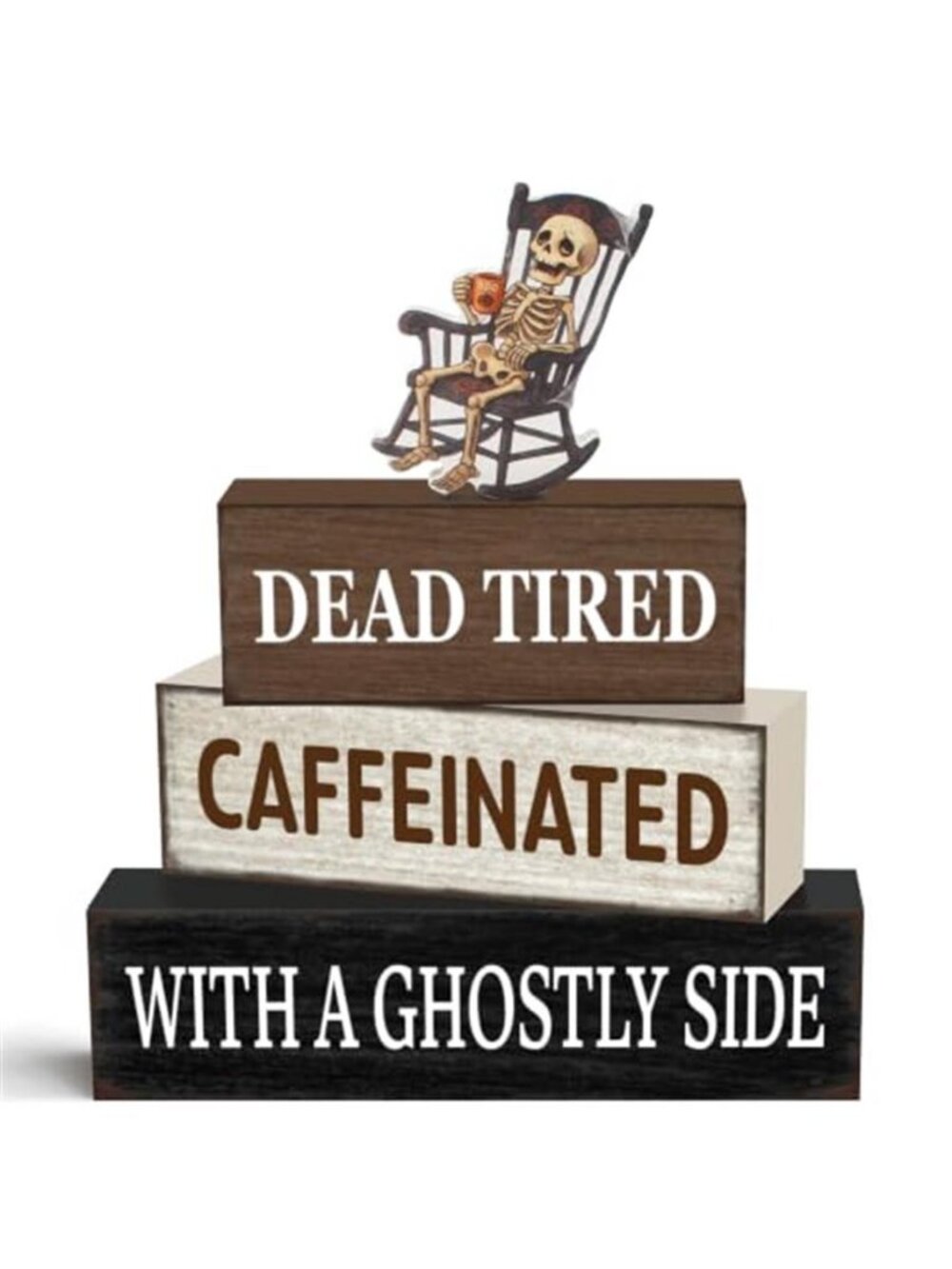4 Pcs Halloween Wooden Table Decor, Funny Halloween Home Decorations